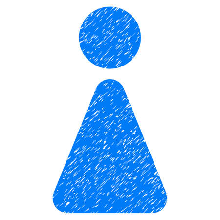 Grunge Woman icon with grunge design and dust texture. Unclean vector blue pictogram for rubber seal stamp imitations and watermarks. Draft sticker symbol.のイラスト素材