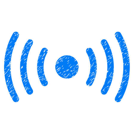 Grunge wifi Point icon with grunge design and unclean texture. Unclean vector blue pictogram for rubber seal stamp imitations and watermarks. Draft sign symbol.のイラスト素材