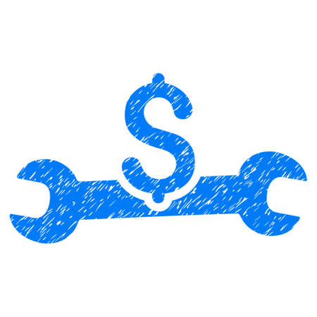 Grunge Service Cost icon with grunge design and dust texture. Unclean vector blue pictogram for rubber seal stamp imitations and watermarks. Draft sign service cost symbol.のイラスト素材