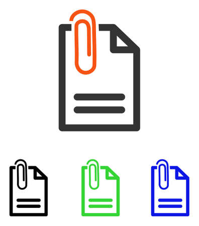 Attach Document vector pictograph. Illustration style is a flat iconic colored symbol with different color versions.のイラスト素材