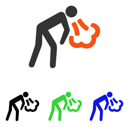 Cough vector icon. Illustration style is a flat iconic colored symbol with different color versions.のイラスト素材