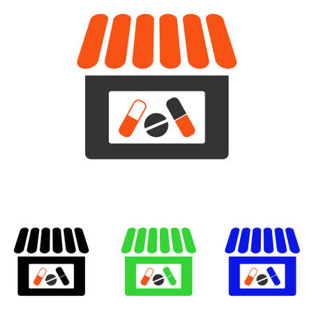 Drugstore vector pictogram. Illustration style is a flat iconic colored symbol with different color versions.のイラスト素材