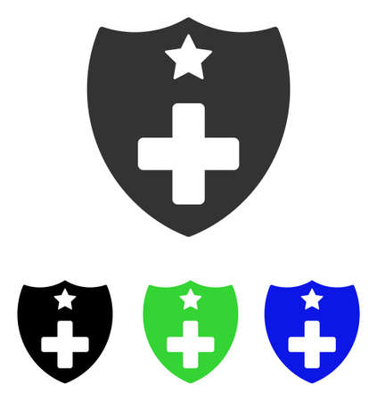 Medical Insurance Shield vector pictograph. Illustration style is a flat iconic colored symbol with different color versions.のイラスト素材