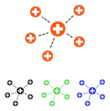 Medical Links vector pictogram. Illustration style is a flat iconic colored symbol with different color versions.のイラスト素材