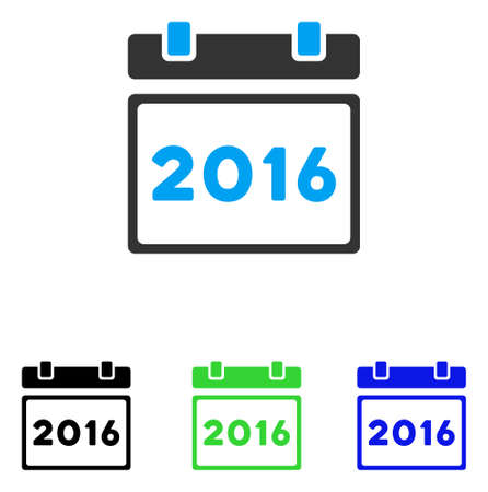 2016 Calendar vector icon. Illustration style is a flat iconic colored symbol with different color versions.のイラスト素材