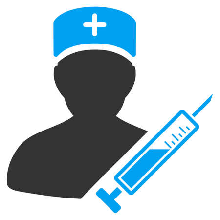 Medic raster icon. Style is flat graphic bicolor symbol, blue and gray colors, white background.の写真素材