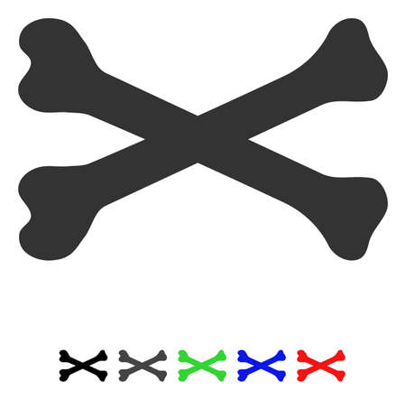Bones flat vector illustration with colored versions. Color bones icon variants with black, gray, green, blue, red.のイラスト素材