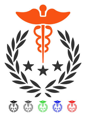 Caduceus Logo flat vector pictogram with colored versions. Color caduceus logo icon variants with black, gray, green, blue, red.のイラスト素材
