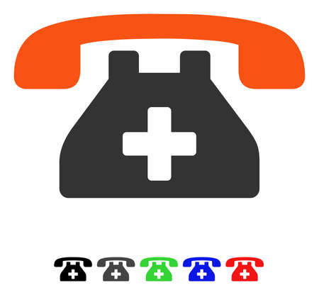 Clinic Phone flat vector icon with colored versions. Color clinic phone icon variants with black, gray, green, blue, red.のイラスト素材
