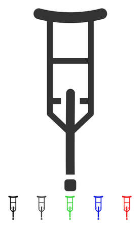 Crutch flat vector pictograph with colored versions. Color crutch icon variants with black, gray, green, blue, red.のイラスト素材