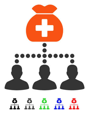 Medical Fund Clients flat vector illustration with colored versions. Color medical fund clients icon variants with black, gray, green, blue, red.のイラスト素材
