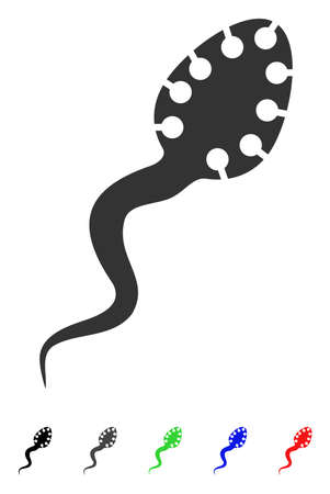 Infectious Microbe flat vector illustration with colored versions. Color infectious microbe icon variants with black, gray, green, blue, red.のイラスト素材