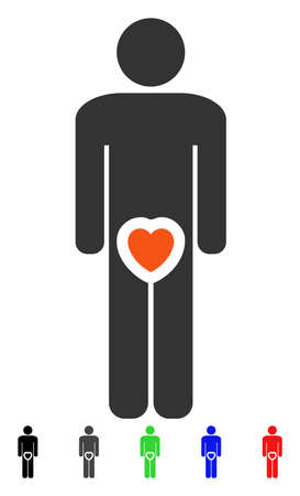 Male Genitals Love flat vector pictogram with colored versions. Color male genitals love icon variants with black, gray, green, blue, red.のイラスト素材