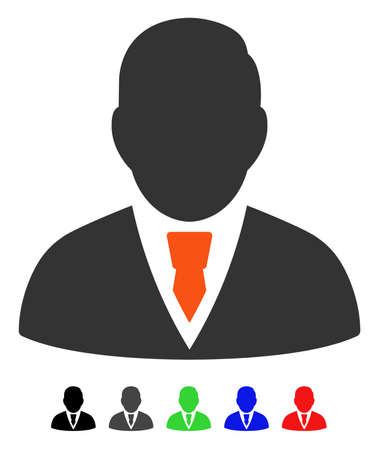 Manager flat vector illustration with colored versions. Color manager icon variants with black, gray, green, blue, red.のイラスト素材