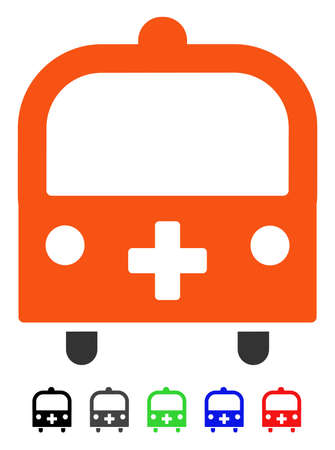 Medical Bus flat vector pictograph with colored versions. Color medical bus icon variants with black, gray, green, blue, red.のイラスト素材