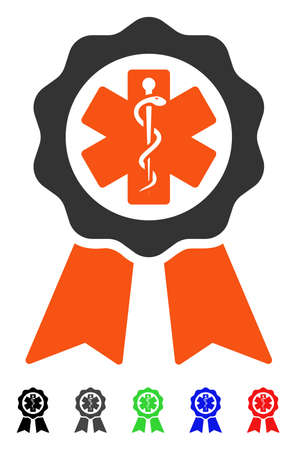 Medical Seal flat vector illustration with colored versions. Color medical seal icon variants with black, gray, green, blue, red.のイラスト素材
