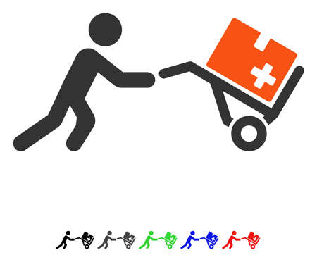 Medical Shopping Cart flat vector icon with colored versions. Color medical shopping cart icon variants with black, gray, green, blue, red.のイラスト素材