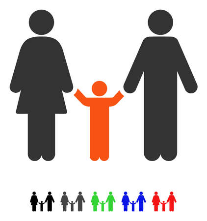Parents And Child flat vector icon with colored versions. Color Parents and child icon variants with black, gray, green, blue, red.のイラスト素材