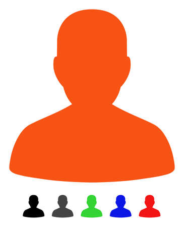 Portrait flat vector icon with colored versions. Color portrait icon variants with black, gray, green, blue, red.のイラスト素材