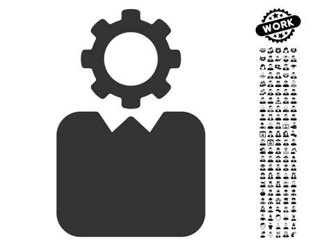 Bureaucrat icon with black bonus men icon set. Bureaucrat vector illustration style is a flat gray iconic element for web design, app user interfaces.のイラスト素材