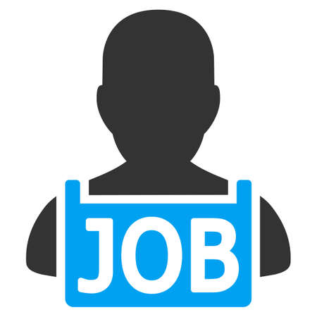 Unemployed vector icon. Style is flat graphic bicolor symbol, blue and gray colors, white background.のイラスト素材
