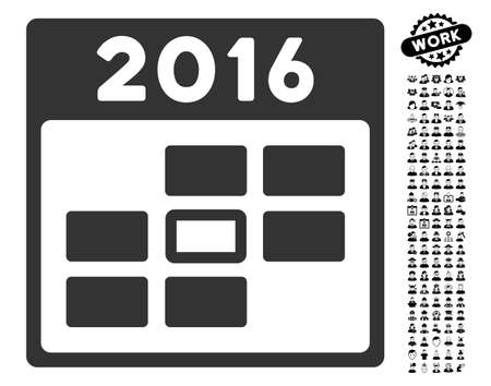 2016 Calendar Day icon with black bonus professional design elements. 2016 Calendar Day vector illustration style is a flat gray iconic symbol for web design, app user interfaces.のイラスト素材