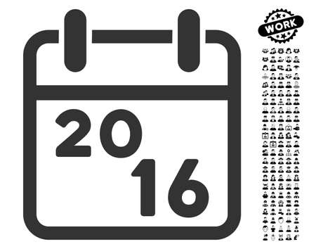 2016 Calendar icon with black bonus men clip art. 2016 Calendar vector illustration style is a flat gray iconic element for web design, app user interfaces.のイラスト素材