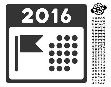2016 Holiday Calendar icon with black bonus professional icon set. 2016 Holiday  Calendar vector illustration style is a flat gray iconic element for web  design, app user interfaces.:: موقع تصميمي