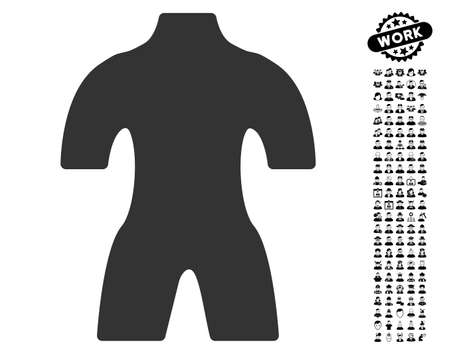 Body icon with black bonus profession pictograph collection. Body vector illustration style is a flat gray iconic element for web design, app user interfaces.のイラスト素材