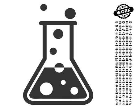Boiling Liquid icon with black bonus profession graphic icons. Boiling Liquid vector illustration style is a flat gray iconic element for web design, app user interfaces.のイラスト素材