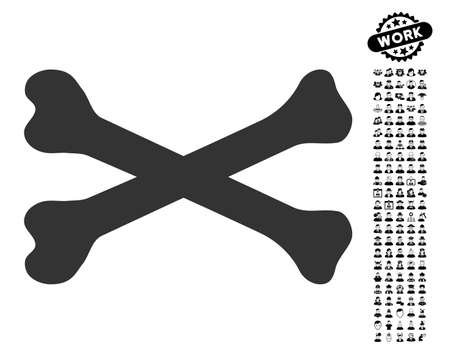 Bones icon with black bonus job icon set. Bones vector illustration style is a flat gray iconic symbol for web design, app user interfaces.のイラスト素材