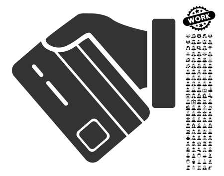 Card Payment icon with black bonus people graphic icons. Card Payment vector illustration style is a flat gray iconic symbol for web design, app user interfaces.のイラスト素材