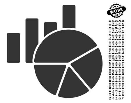 Charts icon with black bonus men pictograph collection. Charts vector illustration style is a flat gray iconic symbol for web design, app user interfaces.のイラスト素材