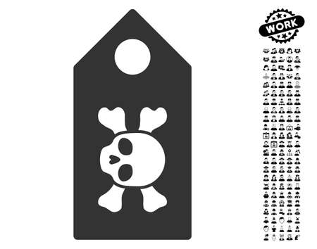 Death Label icon with black bonus work graphic icons. Death Label vector illustration style is a flat gray iconic element for web design, app user interfaces.のイラスト素材