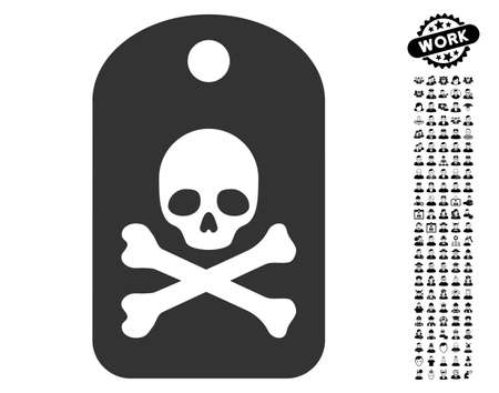 Death Sticker icon with black bonus job clip art. Death Sticker vector illustration style is a flat gray iconic element for web design, app user interfaces.のイラスト素材