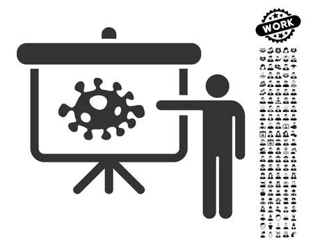 Bacteria lecture icon with black bonus professional pictograph collection..のイラスト素材