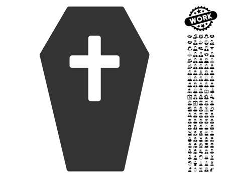 Coffin icon with black bonus profession design elements. Coffin vector illustration style is a flat gray iconic symbol for web design, app user interfaces.のイラスト素材