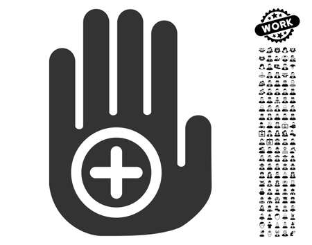 Hand Medical Marker icon with black bonus job icon set. Hand Medical Marker vector illustration style is a flat gray iconic symbol for web design, app user interfaces.のイラスト素材