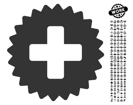 Health Care Stamp icon with black bonus professional pictograph collection. Health Care Stamp vector illustration style is a flat gray iconic element for web design, app user interfaces.のイラスト素材