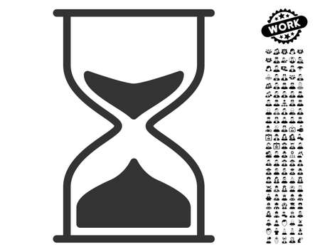 Hourglass icon with black bonus job pictograph collection. Hourglass vector illustration style is a flat gray iconic element for web design, app user interfaces.のイラスト素材