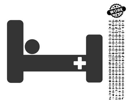 Hospital Bed icon with black bonus professional pictograms. Hospital Bed vector illustration style is a flat gray iconic symbol for web design, app user interfaces.のイラスト素材