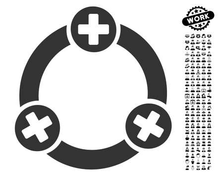 Medical Collaboration icon with black bonus job pictures. Medical Collaboration vector illustration style is a flat gray iconic symbol for web design, app user interfaces.のイラスト素材