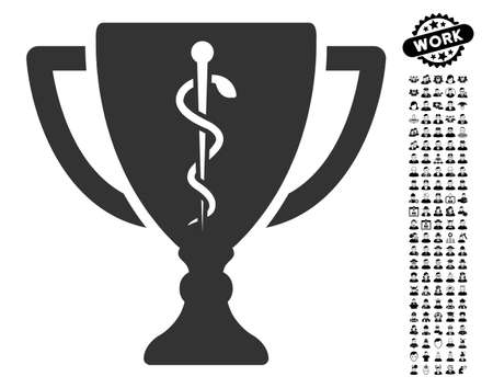 Medical Cup icon with black bonus men pictures. Medical Cup vector illustration style is a flat gray iconic symbol for web design, app user interfaces.のイラスト素材