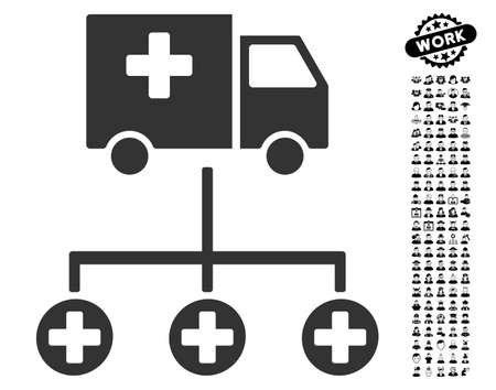Medical Delivery Structure icon with black bonus men pictograph collection. Medical Delivery Structure vector illustration style is a flat gray iconic symbol for web design, app user interfaces.のイラスト素材