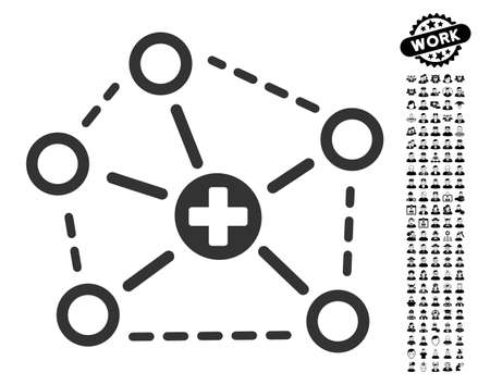 Medical Network Structure icon with black bonus job icon set. Medical Network Structure vector illustration style is a flat gray iconic symbol for web design, app user interfaces.のイラスト素材