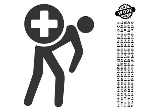 Medication Courier icon with black bonus people symbols. Medication Courier vector illustration style is a flat gray iconic element for web design, app user interfaces.のイラスト素材