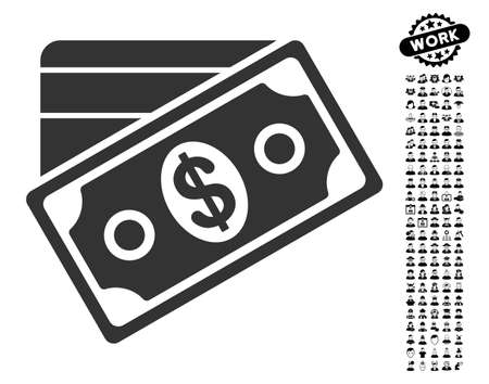 Money icon with black bonus job pictograph collection. Money vector illustration style is a flat gray iconic symbol for web design, app user interfaces.のイラスト素材