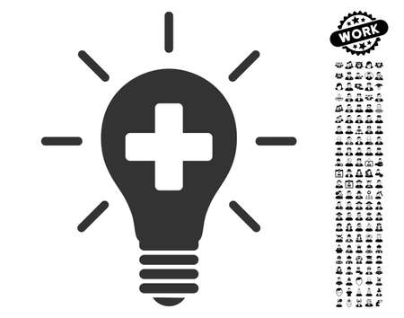 Medical Electric Lamp icon with black bonus job graphic icons. Medical Electric Lamp vector illustration style is a flat gray iconic symbol for web design, app user interfaces.のイラスト素材