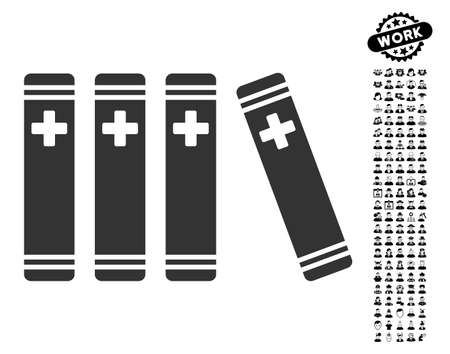 Medical Books icon with black bonus job pictograms. Medical Books vector illustration style is a flat gray iconic element for web design, app user interfaces.のイラスト素材
