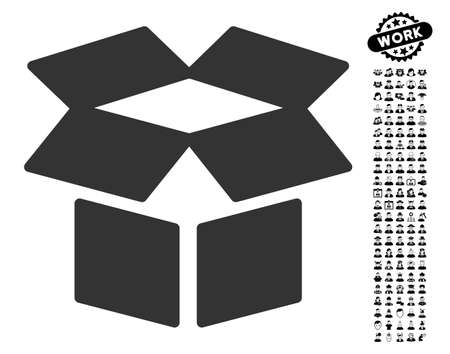 Open Box icon with black bonus professional graphic icons. Open Box vector illustration style is a flat gray iconic element for web design, app user interfaces.のイラスト素材